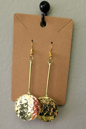 Hammered metal brass Gold dangle Earrings