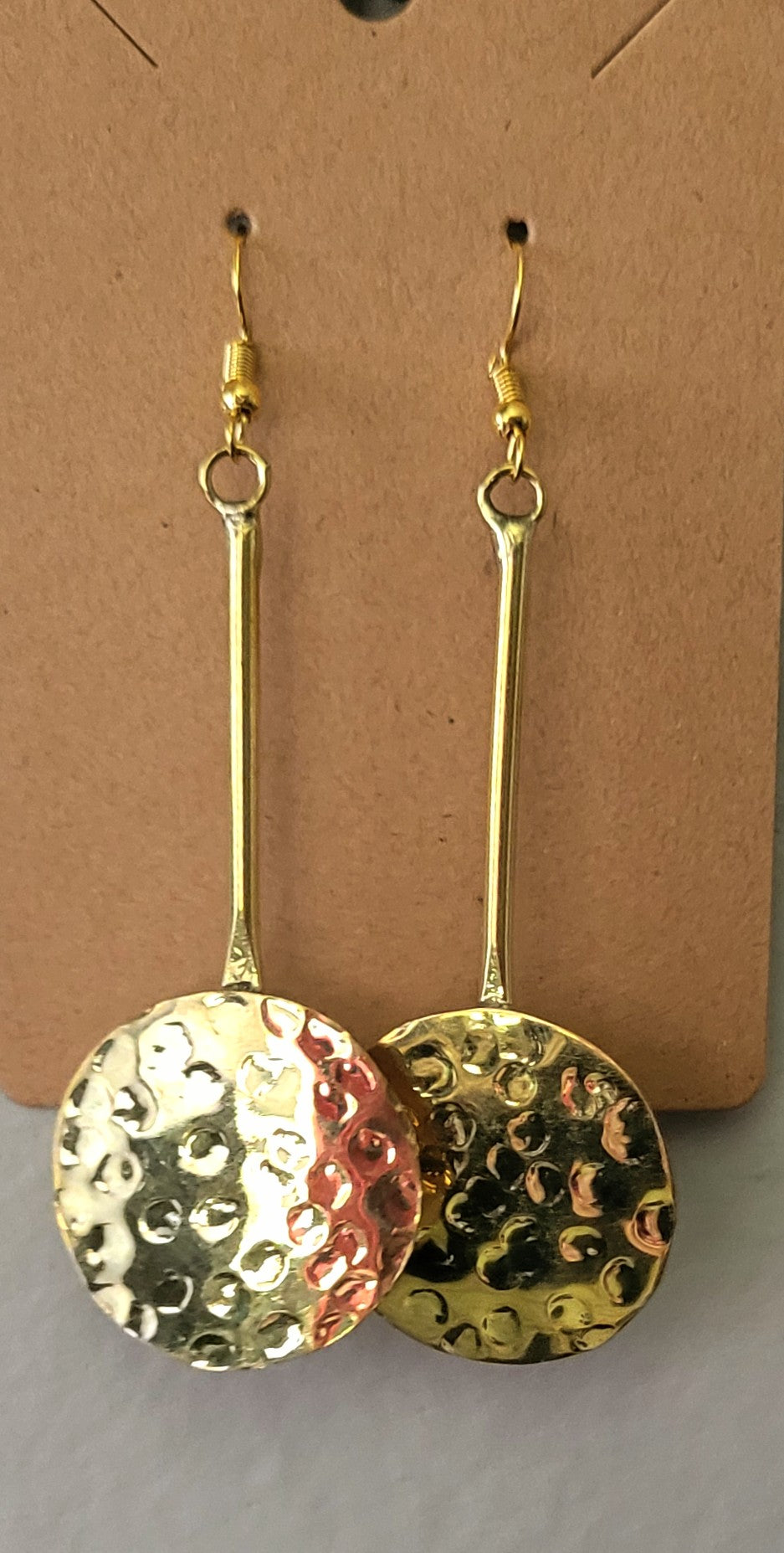 Hammered metal brass Gold dangle Earrings