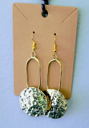 Hammered metal brass Gold dangle Earrings