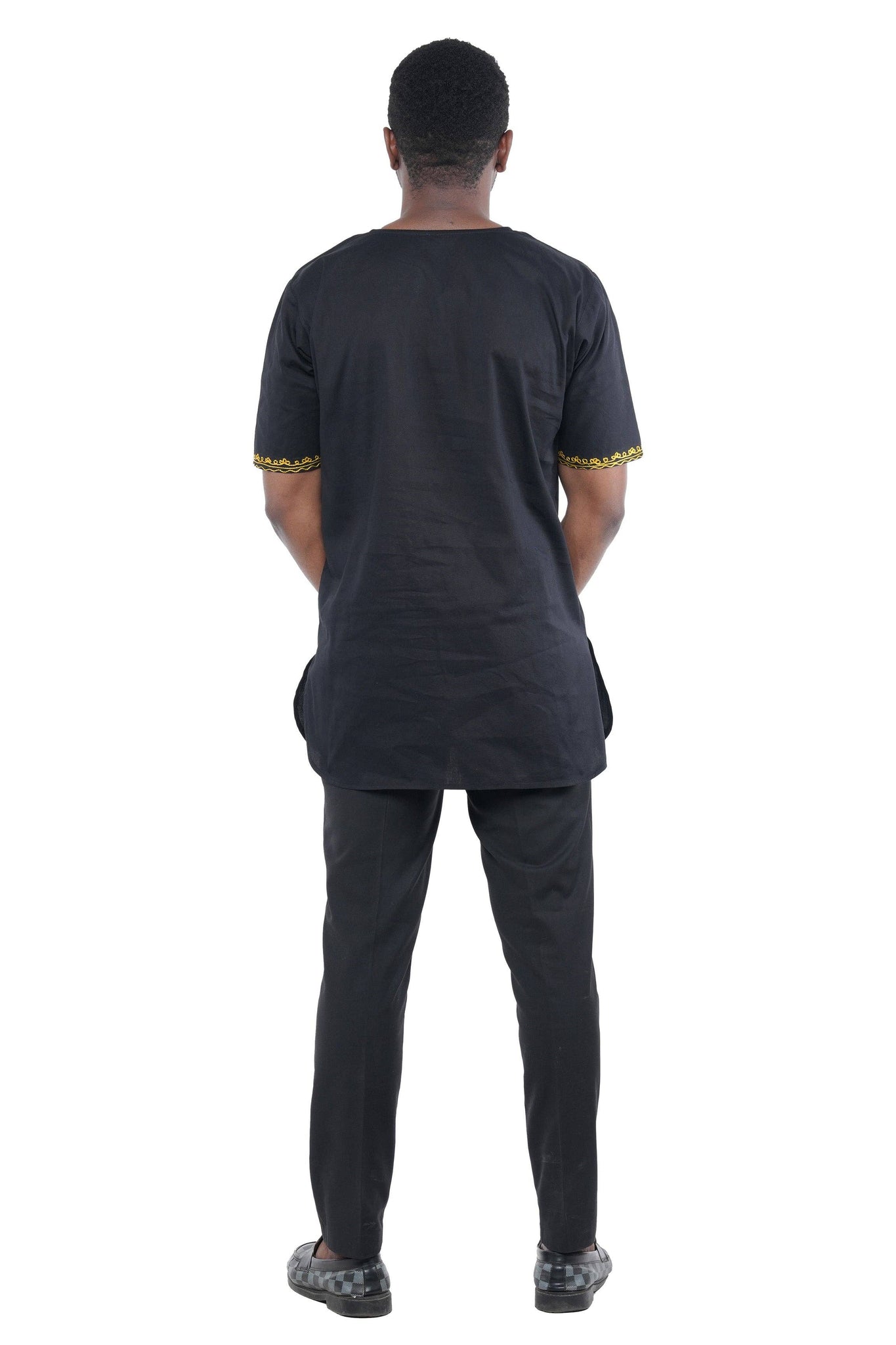 Black and Gold Embroidered Shirts For Men