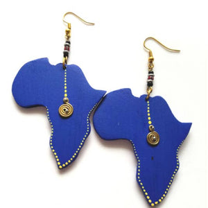 African map Wooden dangledrop Earrings