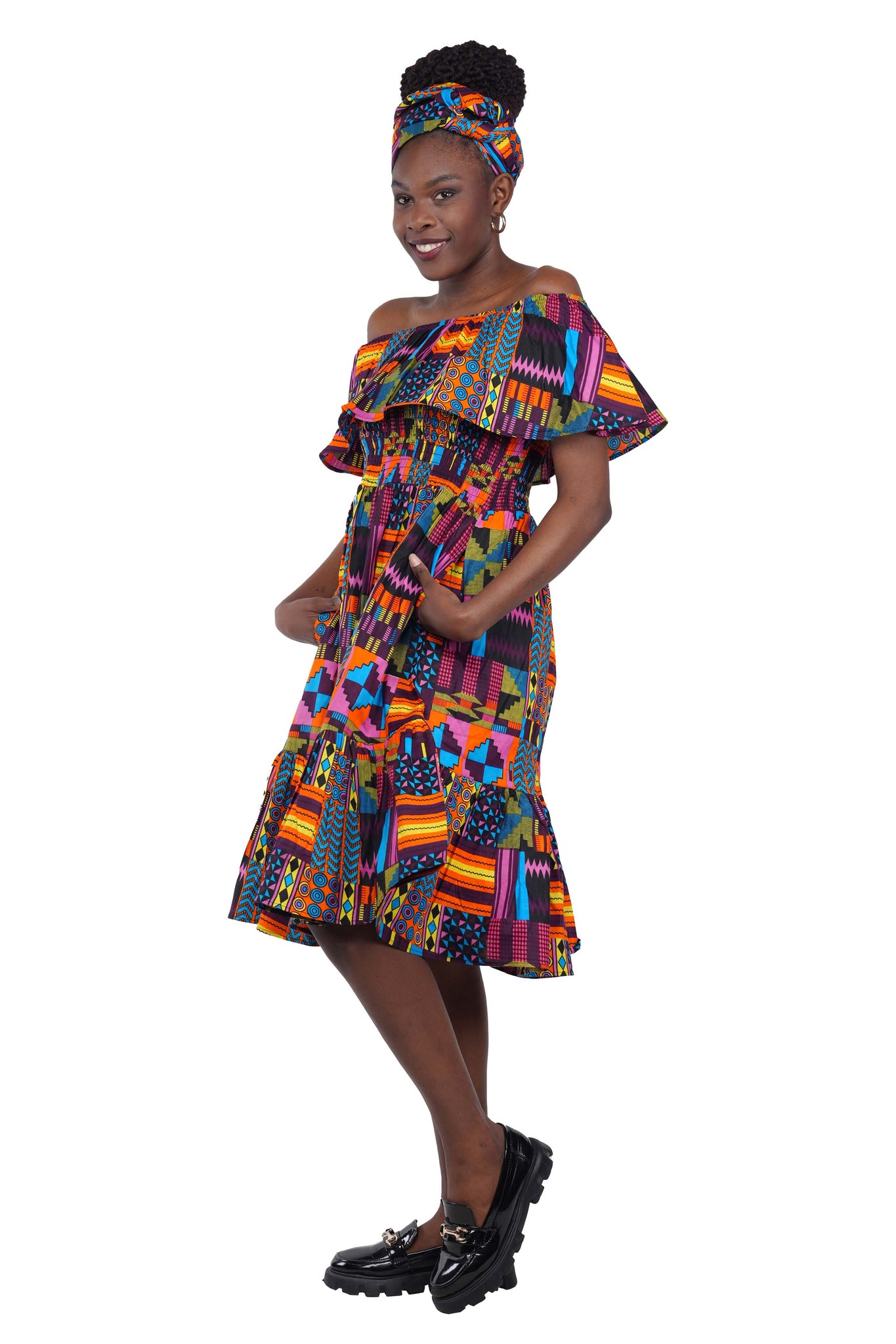 Ankara Printed Fit and Flare Dress