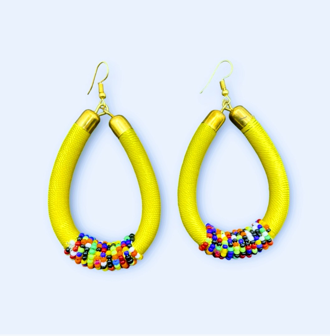 Hawa thread bead handmade dangle hook Earrings