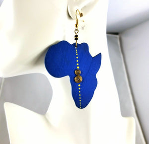 African map Wooden dangledrop Earrings