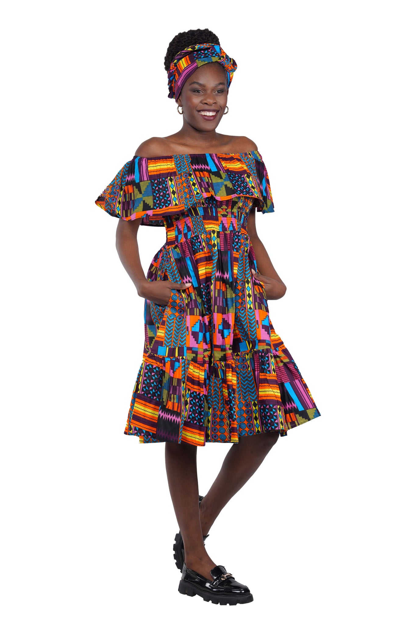 Ankara Printed Fit and Flare Dress