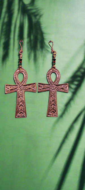 Copper Egyptian Ankh Earrings