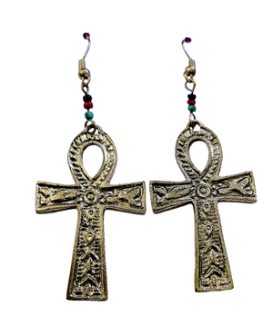 Brass Egyptian Ankh Earrings