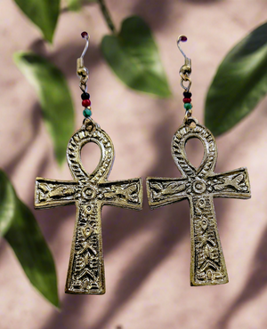 Brass Egyptian Ankh Earrings