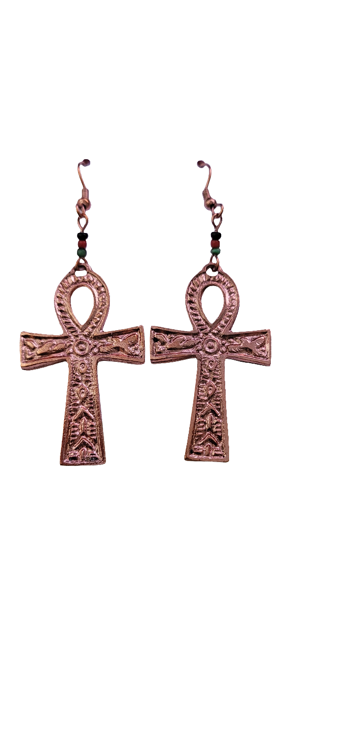 Copper Egyptian Ankh Earrings