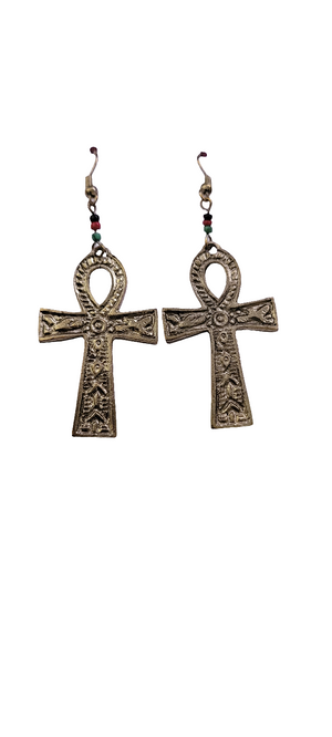 Brass Egyptian Ankh Earrings