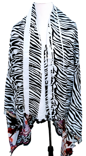 African  Beach sarong Kanga Leso Scarf Cotton Material Zebra multi