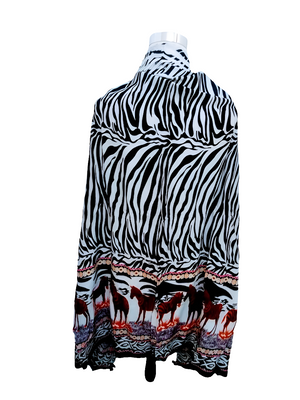 African  Beach sarong Kanga Leso Scarf Cotton Material Zebra multi