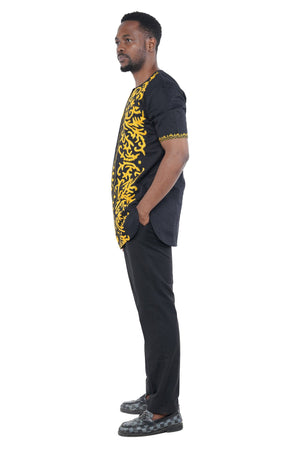 Black and Gold Embroidered Shirts For Men