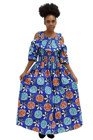 Cold Shoulder African Print Dress