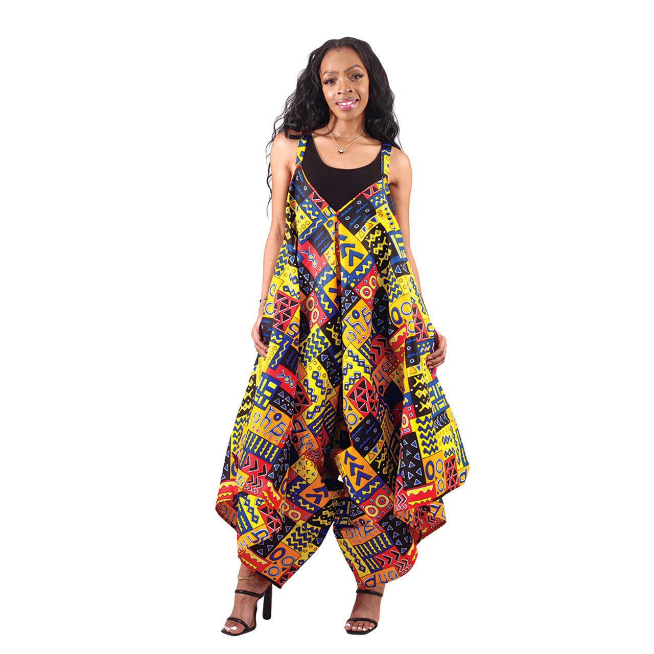 African Dashiki 100%cotton print multicolored jumper/jumpsuit