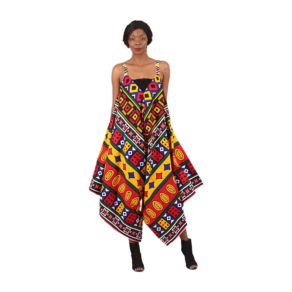 Multicolored dashiki harlem jumpsuit