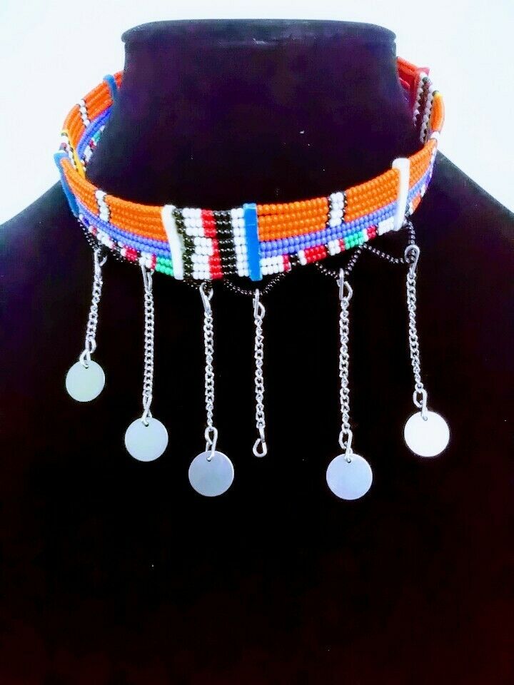 African ethnic Maasai Beaded Necklace pendant choker multicolored New