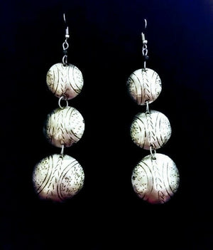 African Taureg Silver Long Dangle Earrings