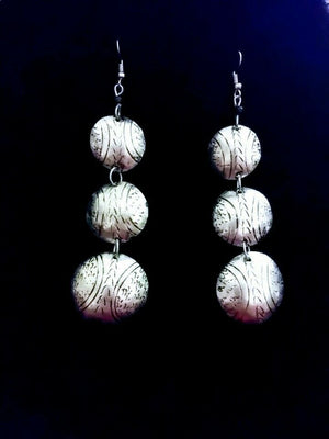 African Taureg Silver Long Dangle Earrings